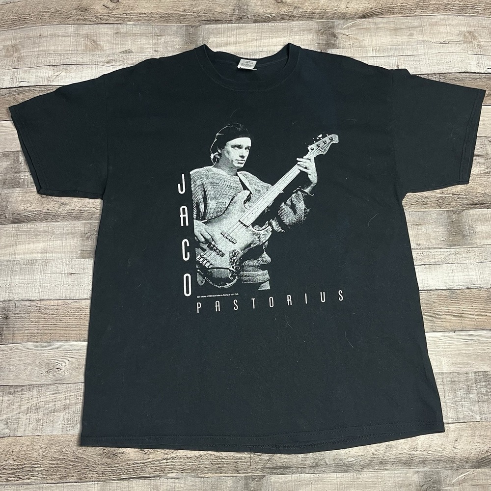 Jack Pastore Shirt Size XL Black Vintage 90s Bass Player Composer Band Tee